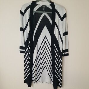 Chico's Travelers Cardigan 0 Women S Black Beige Chevron Neutral Sweater Chic